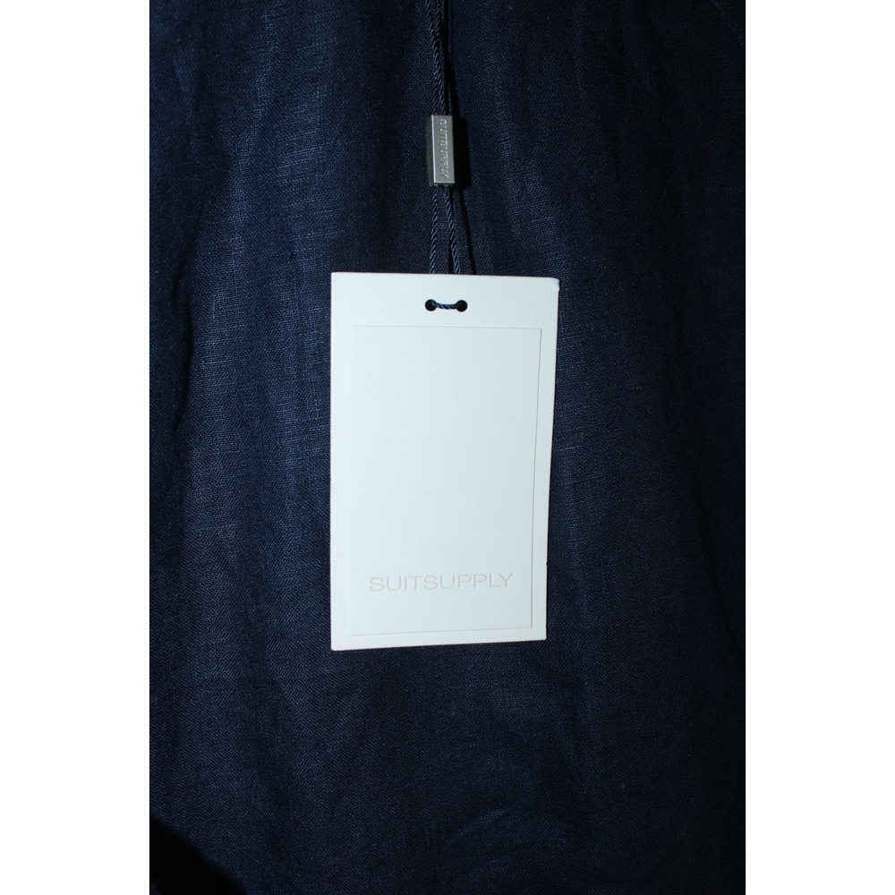 NWT Suitsupply Men's Size IT 40/38 Waist Navy Blue Linen Bennington Pleat Shorts - Picture 4 of 11